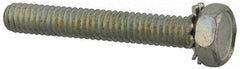 Value Collection - 1/4-20 UNC, 1-3/4" Length Under Head Hex Drive Machine Screw - Hex Head, Grade J82 Steel, Zinc-Plated Finish, External Tooth - Americas Industrial Supply