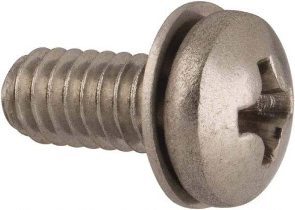 Value Collection - #8-32 UNC, 3/8" Length Under Head Phillips Drive Machine Screw - Pan Head, Grade 18-8 Stainless Steel, Internal Tooth - Americas Industrial Supply