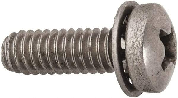 Value Collection - #8-32 UNC, 1/2" Length Under Head Phillips Drive Machine Screw - Pan Head, Grade 18-8 Stainless Steel, Internal Tooth - Americas Industrial Supply