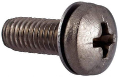 Value Collection - #10-32 UNF, 1/2" Length Under Head Phillips Drive Machine Screw - Pan Head, Grade 18-8 Stainless Steel, Internal Tooth - Americas Industrial Supply