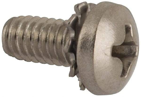 Value Collection - #8-32 UNC, 3/8" Length Under Head Phillips Drive Machine Screw - Pan Head, Grade 18-8 Stainless Steel, External Tooth - Americas Industrial Supply