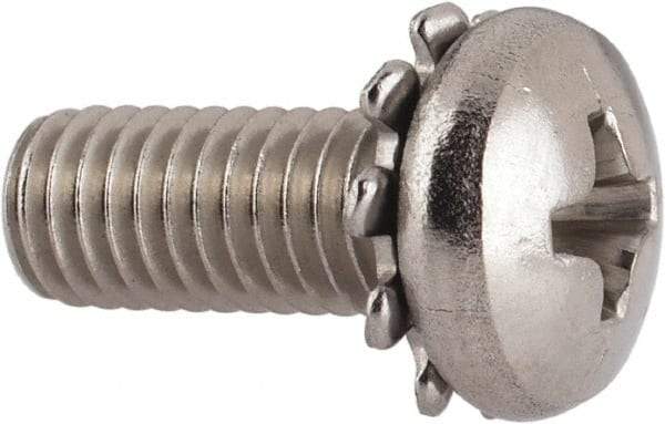 Value Collection - #10-32 UNF, 1/2" Length Under Head Phillips Drive Machine Screw - Pan Head, Grade 18-8 Stainless Steel, External Tooth - Americas Industrial Supply