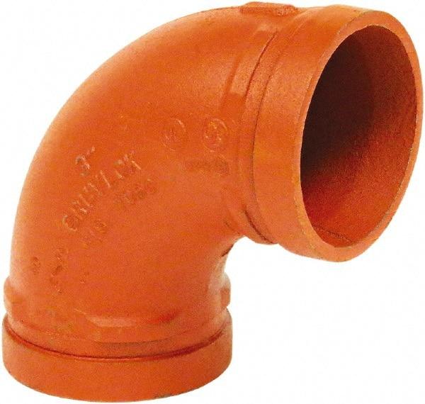 Made in USA - Size 6", Class 150, Malleable Iron Orange Pipe 90° Elbow - Grooved End Connection - Americas Industrial Supply