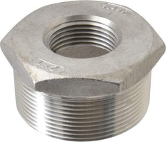 Merit Brass - 2 x 1" Grade 304 Stainless Steel Pipe Hex Bushing - MNPT x FNPT End Connections, 150 psi - Americas Industrial Supply