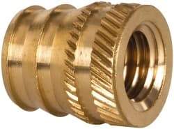 E-Z LOK - 3/8-16, 0.488" Small to 0.54" Large End Hole Diam, Brass Double Vane Tapered Hole Threaded Insert - 9/16" Insert, 0.493" Pilot Diam, 5/8" OAL, 0.293" Min Wall Thickness - Americas Industrial Supply