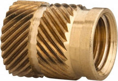 E-Z LOK - 5/16 24 UNF, 0.403" Diam, Brass Unheaded Heat Installed Threaded Insert - 0.378" Hole, 1/2" OAL, 0.403" Head Diam - Americas Industrial Supply