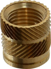 E-Z LOK - 3/8 24" UNF, 0.494" Diam, Brass Unheaded Heat Installed Threaded Insert - 15/32" Hole, 1/2" OAL, 0.494" Head Diam - Americas Industrial Supply