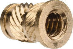 E-Z LOK - #10 24 UNC, 0.278" Diam, Brass Headed Heat Installed Threaded Insert - 1/4" Hole, 0.418" OAL x 0.04" High, 5/16" Head Diam - Americas Industrial Supply