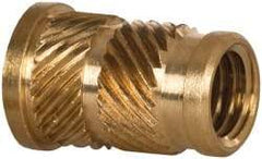 E-Z LOK - 1/4 28 UNF, 0.341" Diam, Brass Headed Heat Installed Threaded Insert - 0.315" Hole, 0.553" OAL x 0.05" High, 3/8" Head Diam - Americas Industrial Supply