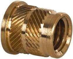 E-Z LOK - 3/8 16 UNC, 0.494" Diam, Brass Headed Heat Installed Threaded Insert - 15/32" Hole, 9/16" OAL x 0.065" High, 0.551" Head Diam - Americas Industrial Supply