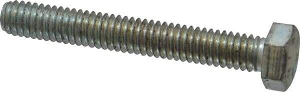 Made in USA - 5/16-18 UNC, 2-1/4" Length Under Head Hex Head Cap Screw - Fully Threaded, Grade 5 Steel, Zinc-Plated Finish, 1/2" Hex - Americas Industrial Supply