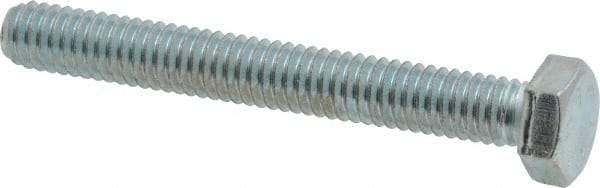 Made in USA - 5/16-18 UNC, 2-1/2" Length Under Head Hex Head Cap Screw - Fully Threaded, Grade 5 Steel, Zinc-Plated Finish, 1/2" Hex - Americas Industrial Supply