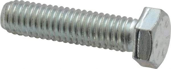 Made in USA - 3/8-16 UNC, 1-1/2" Length Under Head Hex Head Cap Screw - Fully Threaded, Grade 5 Steel, Zinc-Plated Finish, 9/16" Hex - Americas Industrial Supply