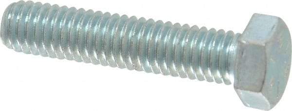 Made in USA - 3/8-16 UNC, 1-3/4" Length Under Head Hex Head Cap Screw - Fully Threaded, Grade 5 Steel, Zinc-Plated Finish, 9/16" Hex - Americas Industrial Supply