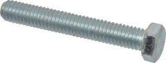 Made in USA - 3/8-16 UNC, 2-1/2" Length Under Head Hex Head Cap Screw - Fully Threaded, Grade 5 Steel, Zinc-Plated Finish, 9/16" Hex - Americas Industrial Supply