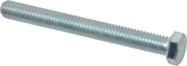 Made in USA - 3/8-16 UNC, 3-1/2" Length Under Head Hex Head Cap Screw - Fully Threaded, Grade 5 Steel, Zinc-Plated Finish, 9/16" Hex - Americas Industrial Supply