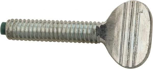 Made in USA - #8-32 Oval Dog Point Tip Grade 2 Steel Thumb Screw - 0.3" Head Height, Zinc-Plated Finish - Americas Industrial Supply