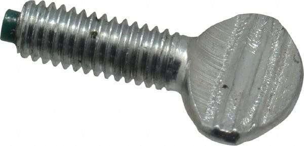 Made in USA - #10-32 Oval Dog Point Tip Grade 2 Steel Thumb Screw - 0.43" Head Height, Zinc-Plated Finish - Americas Industrial Supply