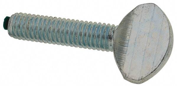 Made in USA - #10-32 Oval Dog Point Tip Grade 2 Steel Thumb Screw - 0.43" Head Height, Zinc-Plated Finish - Americas Industrial Supply