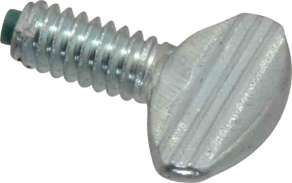 Made in USA - 1/4-20 Oval Dog Point Tip Grade 2 Steel Thumb Screw - 0.55" Head Height, Zinc-Plated Finish - Americas Industrial Supply