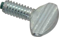 Made in USA - 1/4-20 Oval Dog Point Tip Grade 2 Steel Thumb Screw - 0.55" Head Height, Zinc-Plated Finish - Americas Industrial Supply