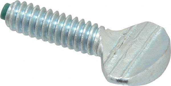 Made in USA - 1/4-20 Oval Dog Point Tip Grade 2 Steel Thumb Screw - 0.55" Head Height, Zinc-Plated Finish - Americas Industrial Supply