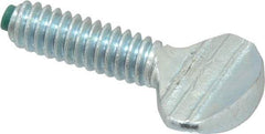 Made in USA - 1/4-20 Oval Dog Point Tip Grade 2 Steel Thumb Screw - 0.55" Head Height, Zinc-Plated Finish - Americas Industrial Supply