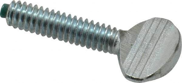 Made in USA - 1/4-20 Oval Dog Point Tip Grade 2 Steel Thumb Screw - 0.55" Head Height, Zinc-Plated Finish - Americas Industrial Supply