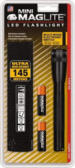 Mag-Lite - White LED Bulb, 97 Lumens, Mini Flashlight - Black Aluminum Body, 2 AA Alkaline Batteries Included - Americas Industrial Supply