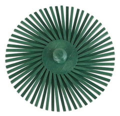 3M - 3" Diam, Type R Quick Change Radial Bristle Brush - 50 Grit, Coarse Grade, 25,000 Max RPM, Green - Americas Industrial Supply