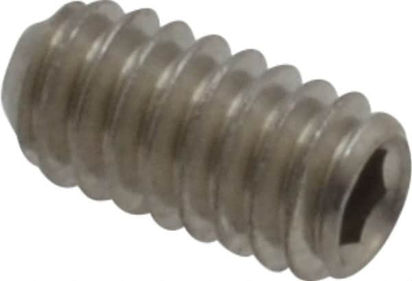 Value Collection - #5-40 UNC, 1/4" OAL, Cup Point Set Screw - Grade 18-8 Stainless Steel, 1/16" Key - Americas Industrial Supply
