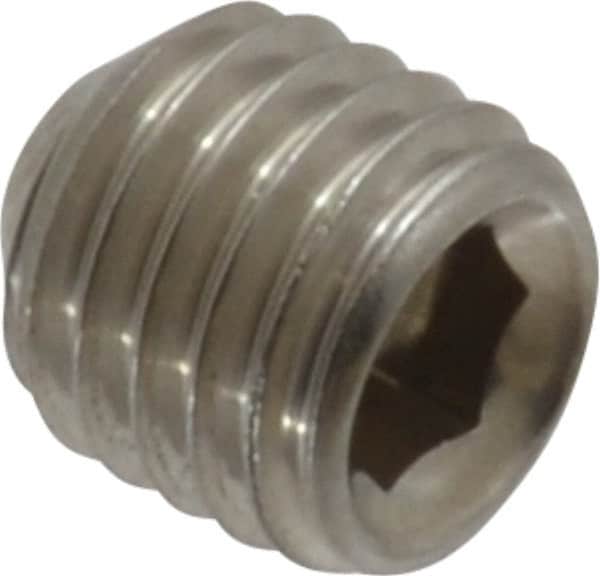Value Collection - 1/4-28 UNF, 1/4" OAL, Cup Point Set Screw - Grade 18-8 Stainless Steel, 1/8" Key - Americas Industrial Supply