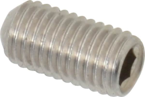 Value Collection - 1/4-28 UNF, 1/2" OAL, Cup Point Set Screw - Grade 18-8 Stainless Steel, 1/8" Key - Americas Industrial Supply