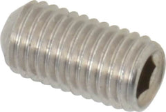 Value Collection - 1/4-28 UNF, 1/2" OAL, Cup Point Set Screw - Grade 18-8 Stainless Steel, 1/8" Key - Americas Industrial Supply