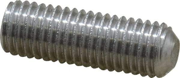 Value Collection - 1/4-28 UNF, 3/4" OAL, Cup Point Set Screw - Grade 18-8 Stainless Steel, 1/8" Key - Americas Industrial Supply