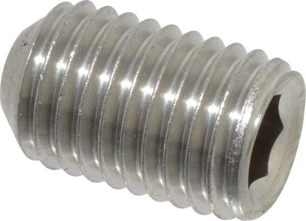 Value Collection - 5/16-24 UNF, 1/2" OAL, Cup Point Set Screw - Grade 18-8 Stainless Steel, 5/32" Key - Americas Industrial Supply
