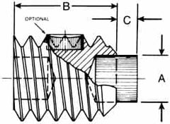 Made in USA - 3/8-16 UNC, 1/2" Length of Thread, Soft Tip Point Set Screw - Grade 8 Alloy Steel - Americas Industrial Supply