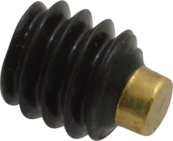 Made in USA - 1/4-20 UNC, 1/4" Length of Thread, Soft Tip Point Set Screw - Grade 8 Alloy Steel - Americas Industrial Supply