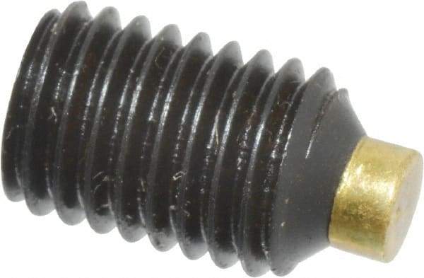 Made in USA - 1/4-28 UNF, 3/8" Length of Thread, Soft Tip Point Set Screw - Grade 8 Alloy Steel - Americas Industrial Supply