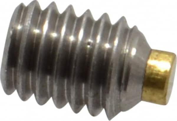 Made in USA - #10-32 UNF, 1/4" Length of Thread, Soft Tip Point Set Screw - Grade 18-8 Stainless Steel - Americas Industrial Supply