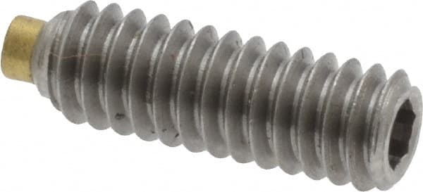 Made in USA - 1/4-20 UNC, 3/4" Length of Thread, Soft Tip Point Set Screw - Grade 18-8 Stainless Steel - Americas Industrial Supply