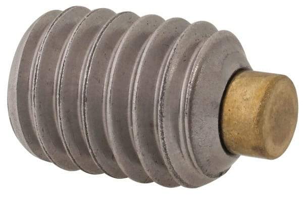 Made in USA - 3/8-16 UNC, 1/2" Length of Thread, Soft Tip Point Set Screw - Grade 18-8 Stainless Steel - Americas Industrial Supply