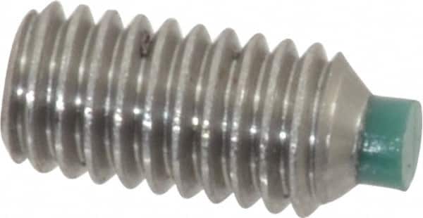 Made in USA - #10-32 UNF, 3/8" Length of Thread, Soft Tip Point Set Screw - Grade 18-8 Stainless Steel - Americas Industrial Supply