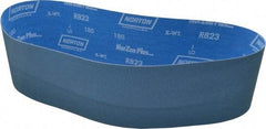 Norton - 4" Wide x 36" OAL, 180 Grit, Zirconia Alumina Abrasive Belt - Zirconia Alumina, Very Fine, Coated, X Weighted Cloth Backing, Series R823 - Americas Industrial Supply