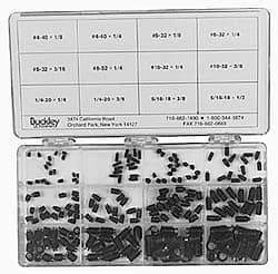 Made in USA - 144 Piece, M4x0.70 to M10x1.50, Alloy Steel Set Screw Assortment - Hex Head, Hex Socket Drive, 4 to 16mm Long - Americas Industrial Supply