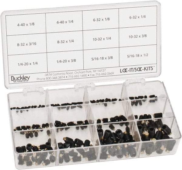 Made in USA - 210 Piece, #4-40 to 5/16-18, Alloy Steel Set Screw Assortment - Hex Head, Hex Socket Drive, 1/8 to 1/2" Long, Grade 303 - Americas Industrial Supply