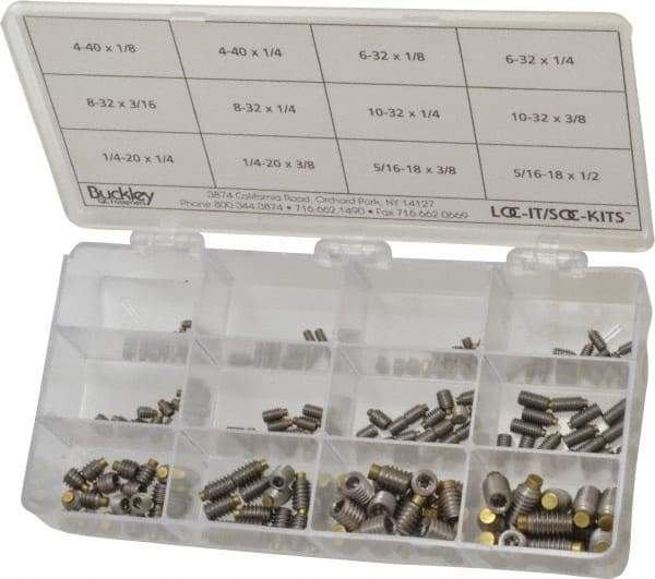 Made in USA - 210 Piece, #4-40 to 5/16-18, Stainless Steel Set Screw Assortment - Hex Head, Hex Socket Drive, 1/8 to 1/2" Long, Grade 303 - Americas Industrial Supply