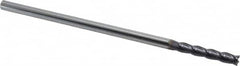 Niagara Cutter - 1/4", 1-1/2" LOC, 1/4" Shank Diam, 6" OAL, 4 Flute, Solid Carbide Square End Mill - Single End, TiAlN Finish, Spiral Flute, 30° Helix, Centercutting, Right Hand Cut, Right Hand Flute, Series C430 - Americas Industrial Supply