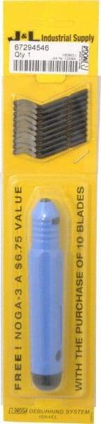 Noga - 14 Piece High Speed Steel Blade Hand Deburring Tool Set - S10 Blades, For Holes, Straight Edge, Curved Edge - Americas Industrial Supply