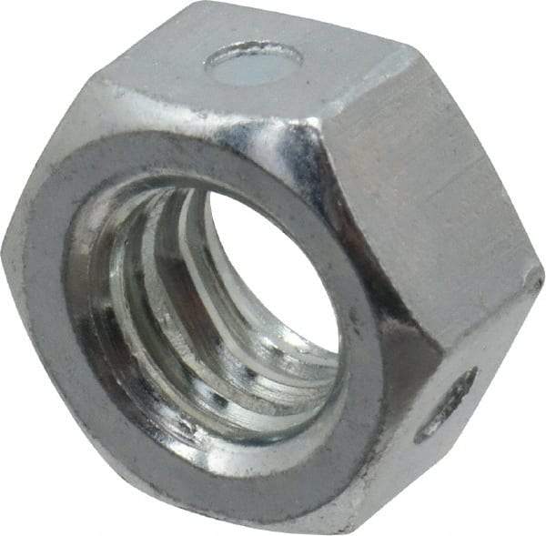 Value Collection - 5/16-18 UNC Grade 2 Two Way Lock Nut with Distorted Thread - 1/2" Width Across Flats, 17/64" High, Zinc-Plated Finish - Americas Industrial Supply